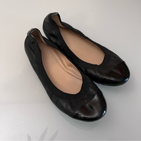 Cole Haan Shoes - COLE HAAN | Black leather and patent leather spring summer designer ballet flat